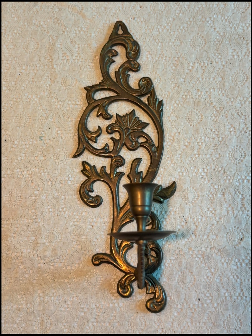 Vintage brass ornate wall sconce